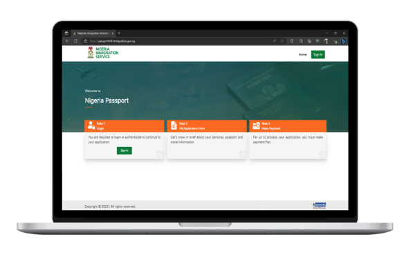 Nigerian Immigration webpage